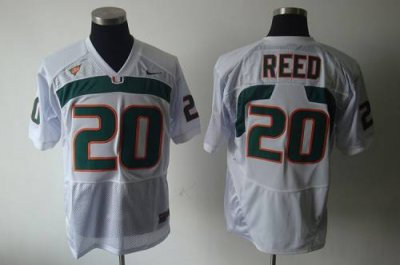Hurricanes #20 Ed Reed White Embroidered NCAA Jerseys