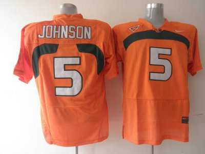 Hurricanes #5 Andre Johnson Orange Embroidered NCAA Jerseys