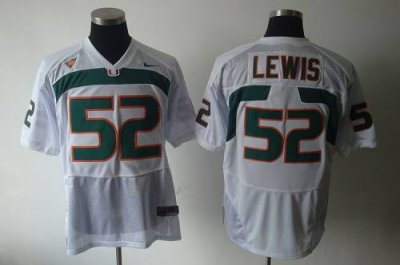 Hurricanes #52 Ray Lewis White Embroidered NCAA Jerseys