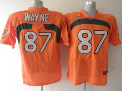 Hurricanes #87 Reggie Wayne Orange Embroidered NCAA Jerseys