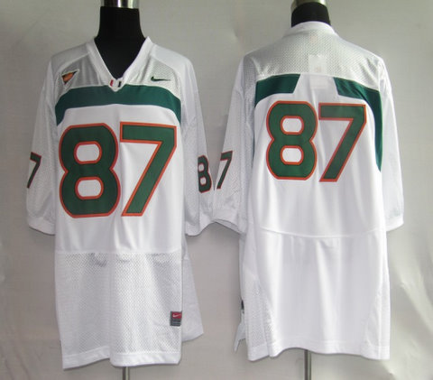 Miami Hurricanes Jersey NCAA jerseys 87# White jersey
