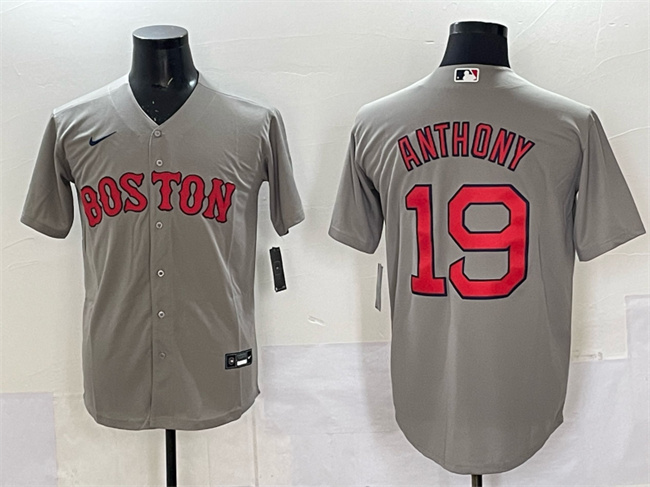 Men's Boston Red Sox #19 Roman Anthony Gray Cool Base Stitched Baseball Jersey Men's Boston Red Sox #19 Roman Anthony Gray Cool Base Stitched Baseball Jersey