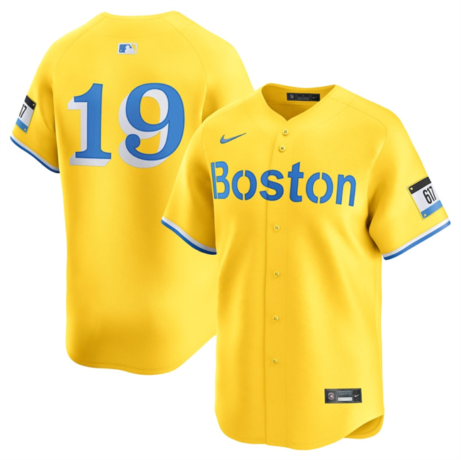 Men's Boston Red Sox #19 Roman Anthony Gold City Connect Stitched Baseball Jersey Men's Boston Red Sox #19 Roman Anthony Gold City Connect Stitched Baseball Jersey