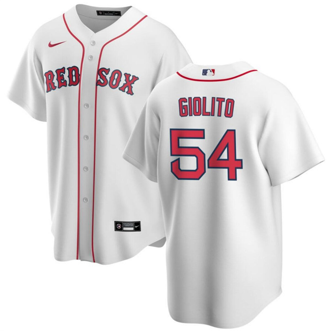 Men's Boston Red Sox #54 Lucas Giolito White Cool Base Stitched Baseball Jersey Men's Boston Red Sox #54 Lucas Giolito White Cool Base Stitched Baseball Jersey