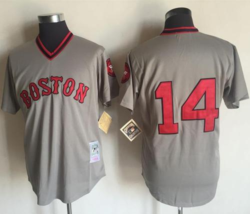 Mitchell and Ness 1975 Red Sox #14 Jim Rice Grey Stitched Throwback MLB Jersey Mitchell and Ness 1975 Red Sox #14 Jim Rice Grey Stitched Throwback MLB Jersey