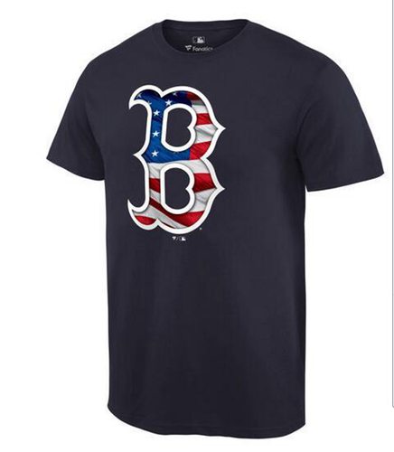 Men's Boston Red Sox USA Flag Fashion T-Shirt Navy Blue