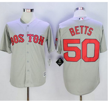 Red Sox #50 Mookie Betts Grey New Cool Base Stitched MLB Jersey