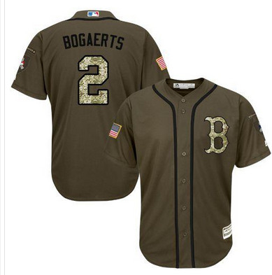 Red Sox #2 Xander Bogaerts Green Salute to Service Stitched MLB Jersey