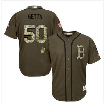 Red Sox #50 Mookie Betts Green Salute to Service Stitched MLB Jersey