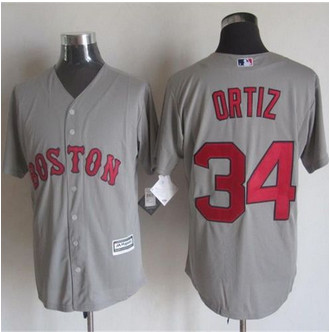 Boston Red Sox #34 David Ortiz Grey New Cool Base Stitched Baseball Jersey