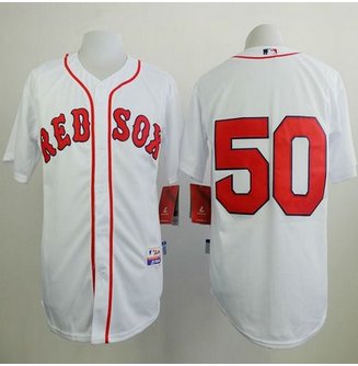 Boston Red Sox #50 Mookie Betts White Cool Base Stitched Baseball Jersey