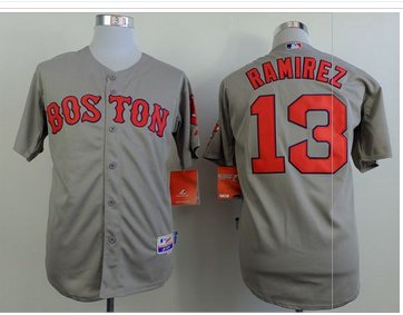 Boston Red Sox #13 Hanley Ramirez Grey Cool Base Baseball Jersey