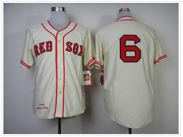 Boston Red Sox #6 Johnny Pesky Cream Throwback Baseball Jersey(Mitchell And Ness 1946) Boston Red Sox #6 Johnny Pesky Cream Throwback Baseball Jersey(Mitchell And Ness 1946)