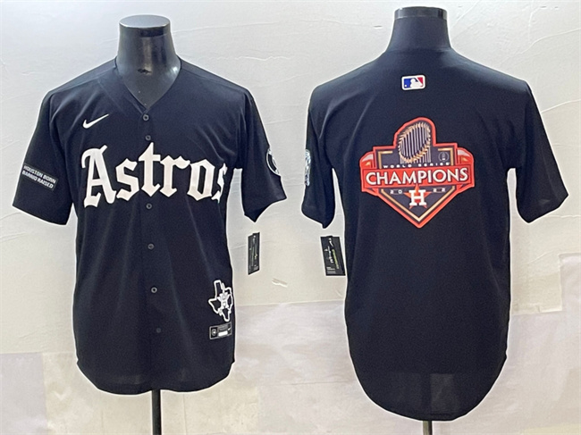 Men's Houston Astros Team Big Logo Black Gothic 'Houston Born Barrio Raised' Limited Stitched Men's Houston Astros Team Big Logo Black Gothic 'Houston Born Barrio Raised' Limited Stitched