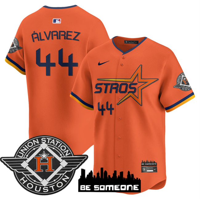 Men's Houston Astros #44 Yordan Alvarez Orange 2025 City Connect Limited Stitched Baseball Jersey Men's Houston Astros #44 Yordan Alvarez Orange 2025 City Connect Limited Stitched Baseball Jersey