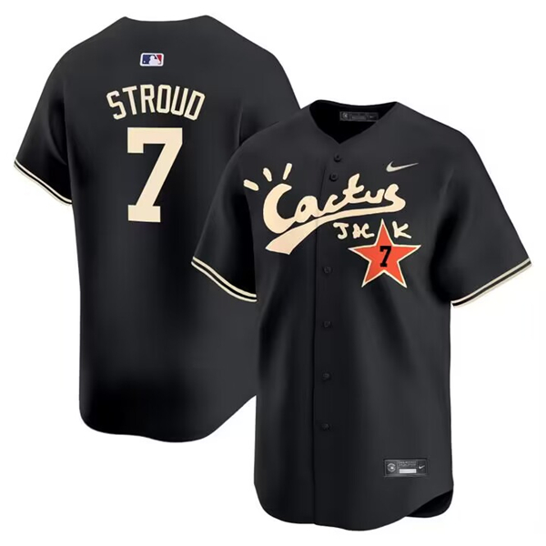 Men's Houston Astros #7 C.J. Stroud Black Cactus Jack Vapor Premier Limited Stitched Baseball Jersey Men's Houston Astros #7 C.J. Stroud Black Cactus Jack Vapor Premier Limited Stitched Baseball Jersey
