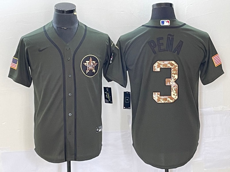 Men's Houston Astros #3 Jeremy Pena Green Salute To Service Stitched MLB Cool Base Nike Jersey Men's Houston Astros #3 Jeremy Pena Green Salute To Service Stitched MLB Cool Base Nike Jersey