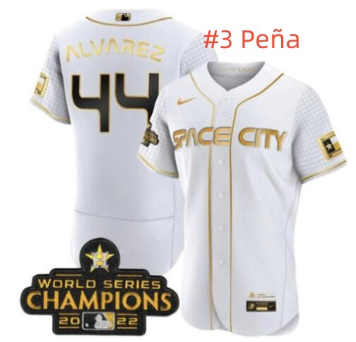 Men's Houston Astros #3 Jeremy Pena 2022 World Series Champions Jersey
