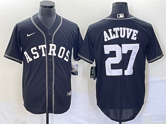 Men's Houston Astros #27 Jose Altuve Black Cool Base Stitched Baseball Jersey Men's Houston Astros #27 Jose Altuve Black Cool Base Stitched Baseball Jersey