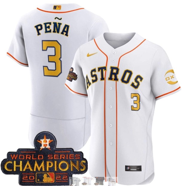 Men’s Astros Space City #3 Jeremy Pena White Champions Flexbase Jersey