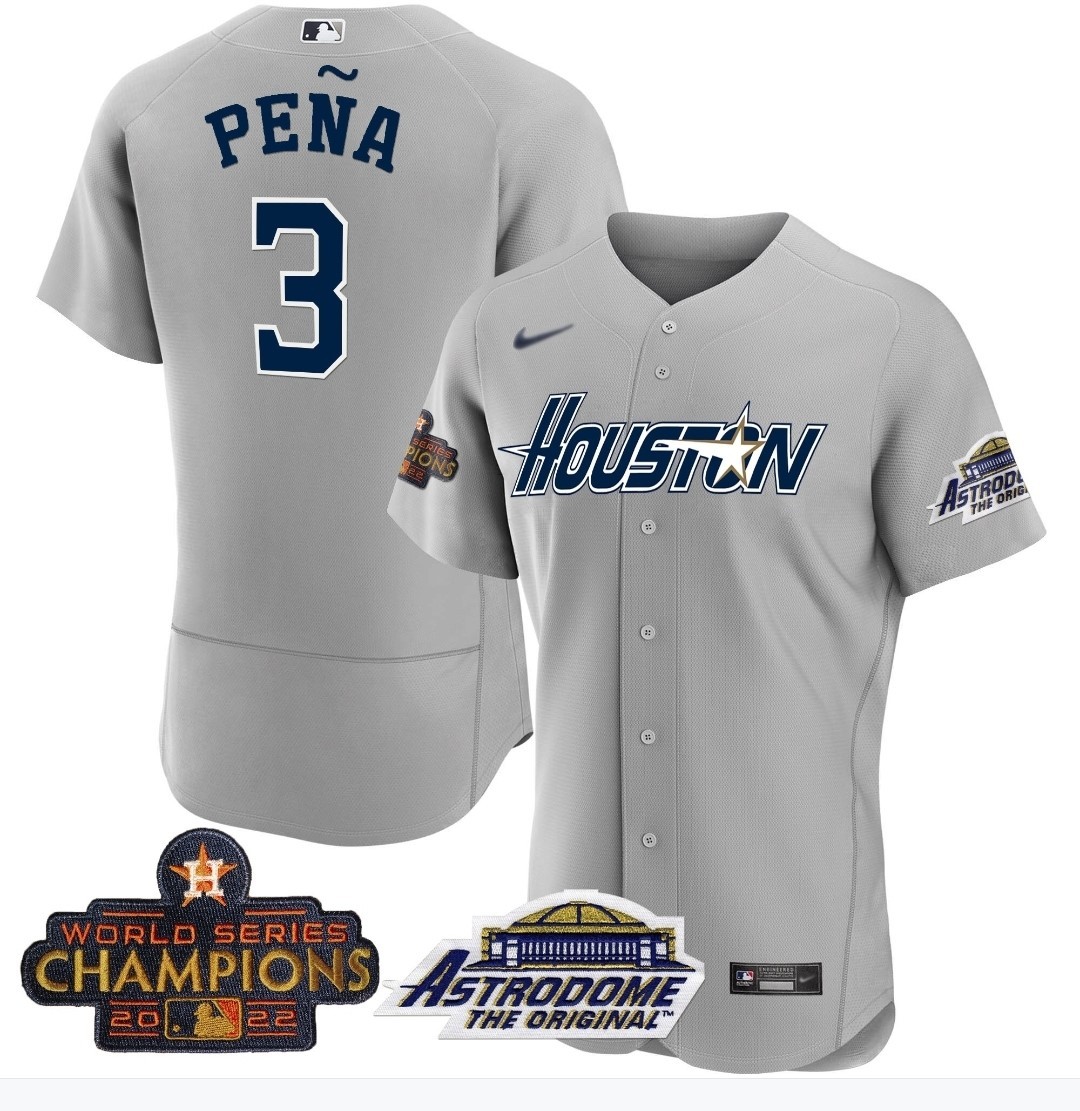 Men’s Astros Space City #3 Jeremy Pena Gray Champions Flexbase Jersey