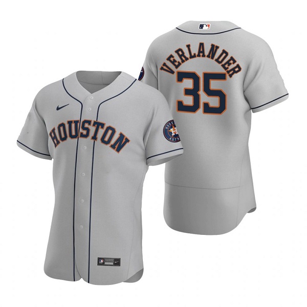 Men's Houston Astros #35 Justin Verlander Gray Flex Base Stitched Jersey Men's Houston Astros #35 Justin Verlander Gray Flex Base Stitched Jersey
