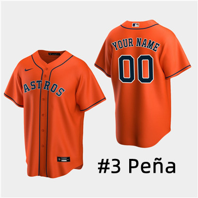 Men's Custom Houston Astros #3 Jeremy Pe?a Orange Alternate Replica Jersey