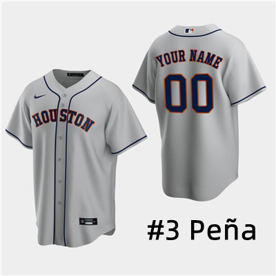 Men's Houston Astros #3 Jeremy Pe?a Gray Jersey