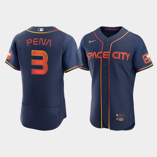 Men's Houston Astros #3 Jeremy Pe?a 2022 Navy City Connect Cool Base Stitched Jersey Men's Houston Astros #3 Jeremy Pe?a 2022 Navy City Connect Cool Base Stitched Jersey