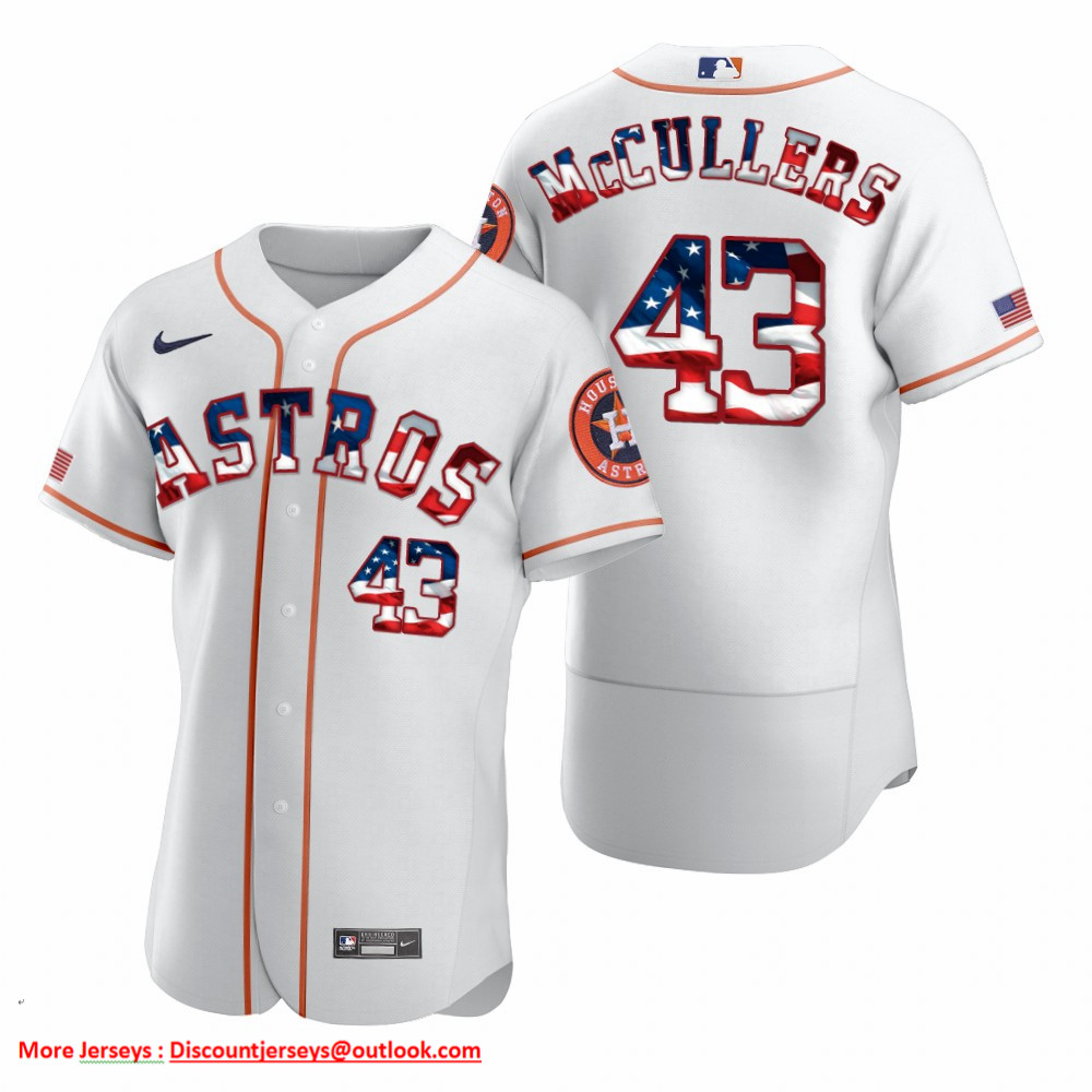 Houston Astros #43 Lance McCullers Jr. Men's Nike White Fluttering USA Flag Limited Edition Authentic MLB Jersey