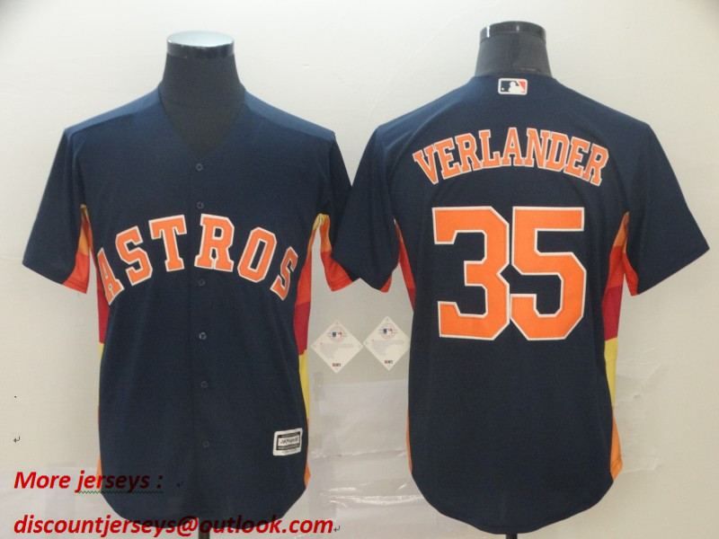 Astros 35 Justin Verlander Navy Cool Base Jersey