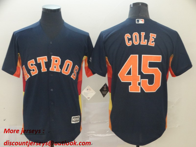 Astros 45 Gerrit Cole Navy Cool Base Jersey