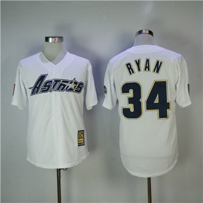 Astros #34 Nolan Ryan White Cooperstown Collection Throwback Stitched MLB Jersey