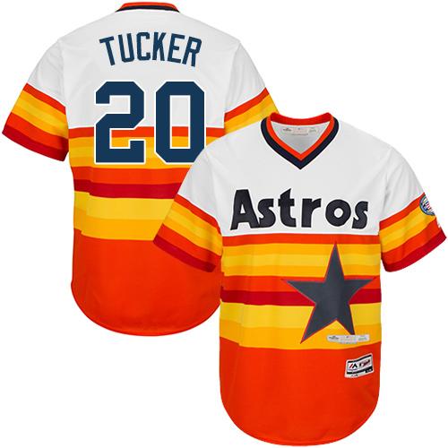 Astros #20 Preston Tucker White Orange Cooperstown Stitched Men MLB Jersey