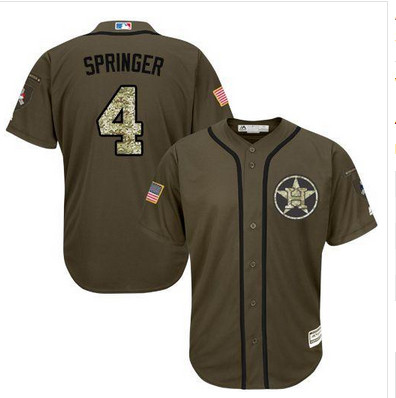 Astros #4 George Springer Green Salute to Service Stitched MLB Jersey