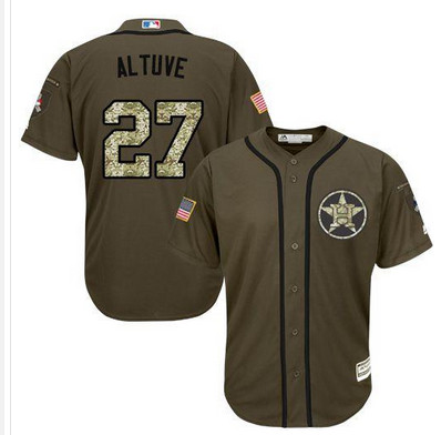 Astros #27 Jose Altuve Green Salute to Service Stitched MLB Jersey