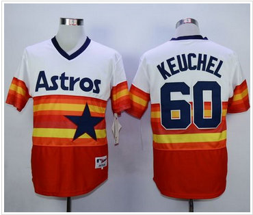 Houston Astros #60 Dallas Keuchel White Orange 1980 Turn Back The Clock Stitched MLB Jersey