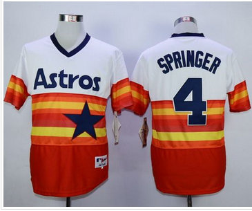 Houston Astros #4 George Springer White Orange 1980 Turn Back The Clock Stitched MLB Jersey