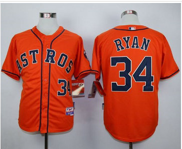 Houston Astros #34 Nolan Ryan Orange Cool Base Stitched Baseball Jersey