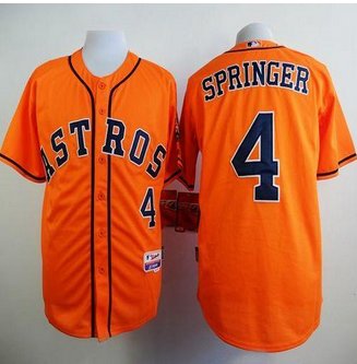 Houston Astros #4 George Springer Orange Cool Base Stitched Baseball Jersey
