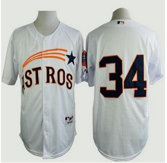 Houston Astros #34 Nolan Ryan White 1965 Turn Back The Clock Stitched Baseball Jersey