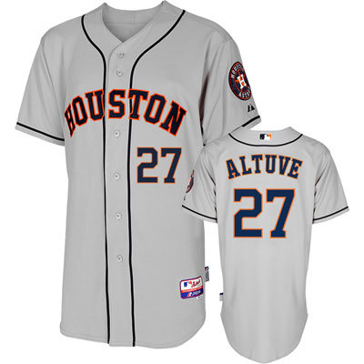 MLB Houston Astros 27 Jose Altuve Road Grey Cool Base Jerseys
