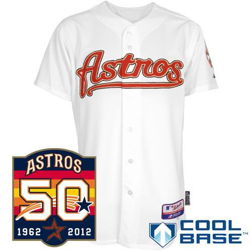 Houston Astros blank white Cool Base w50th Anniversary Patch Jersey