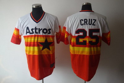 Houston Astros #25 cruz throwback Jerseys white-orange Color