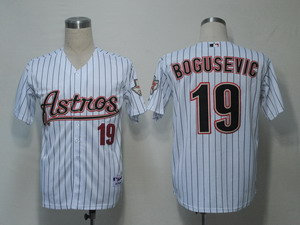 MLB Jerseys Houston Astros 19 Bogusevic White Jerseys(Black strip)