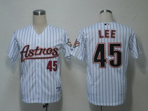 MLB Jerseys Houston Astros 45 Lee White Jerseys(black strip)