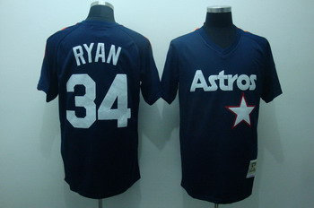 Houston Astros 34 Nolan Ryan Dark Blue Jerseys Throwback