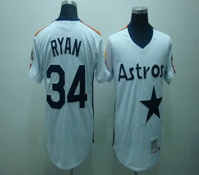 Houston Astros 34 Nolan Ryan White Jerseys Throwback