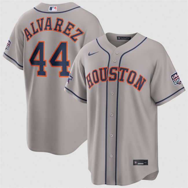 Men's Houston Astros #44 Yordan Alvarez Gray 2026 All-Star Game & USA 250 Patch Stitched Baseball Jersey