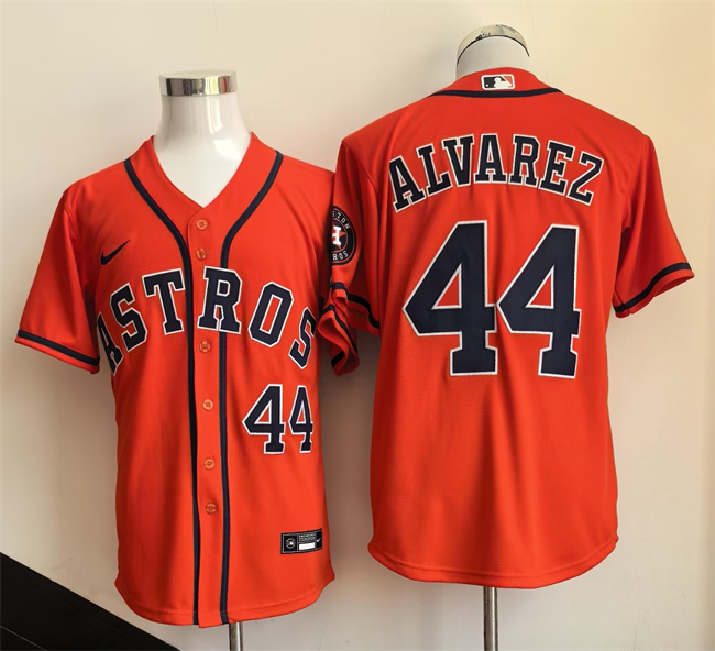 Men's Houston Astros #44 Yordan Alvarez Orange Limited Stitched Baseball Jersey